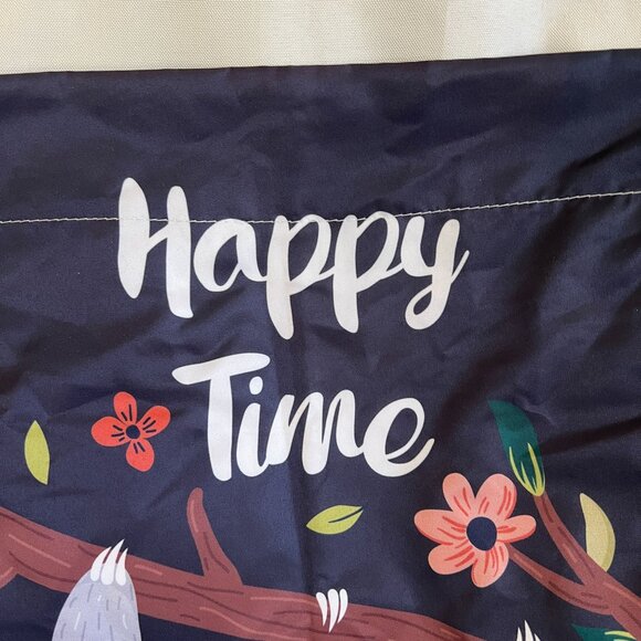 Happy Time Sloth Small Garden Flag With Ties For Hanging - Picture 4 of 6